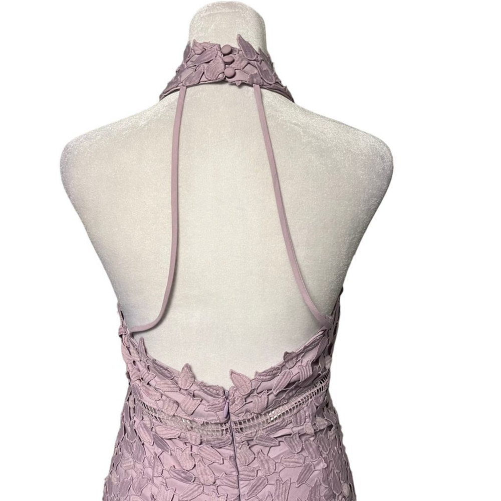 Bardot Purple Lavender Lace Halter Open Back Strappy Dress Size 6 - Picture 7 of 9